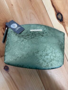 Vince Camuto Green Floral Jacquard Cosmetic Pouch